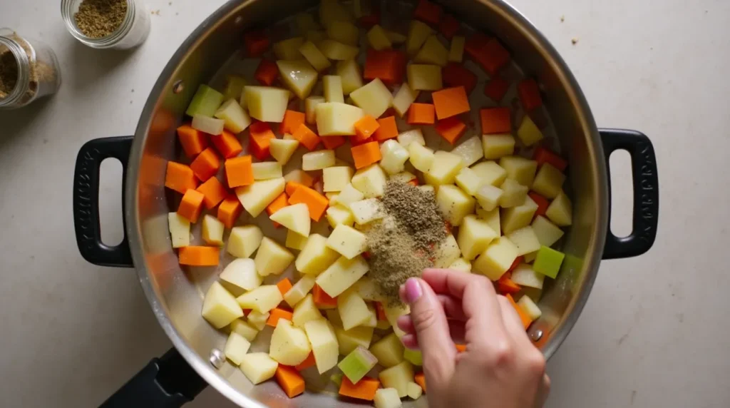 Adding Potatoes and Seasonings