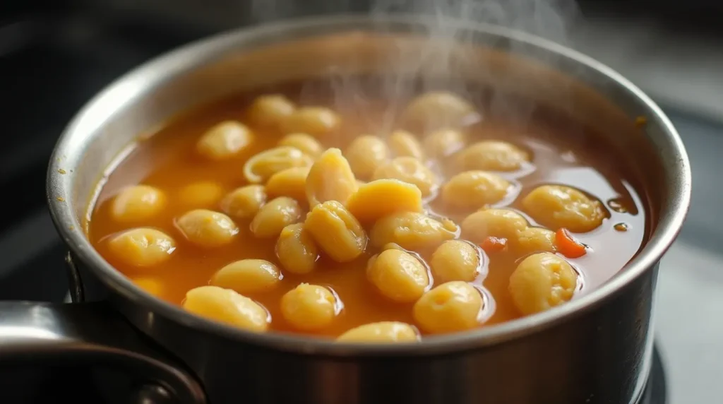 Adding Stock, Beans, and Pasta