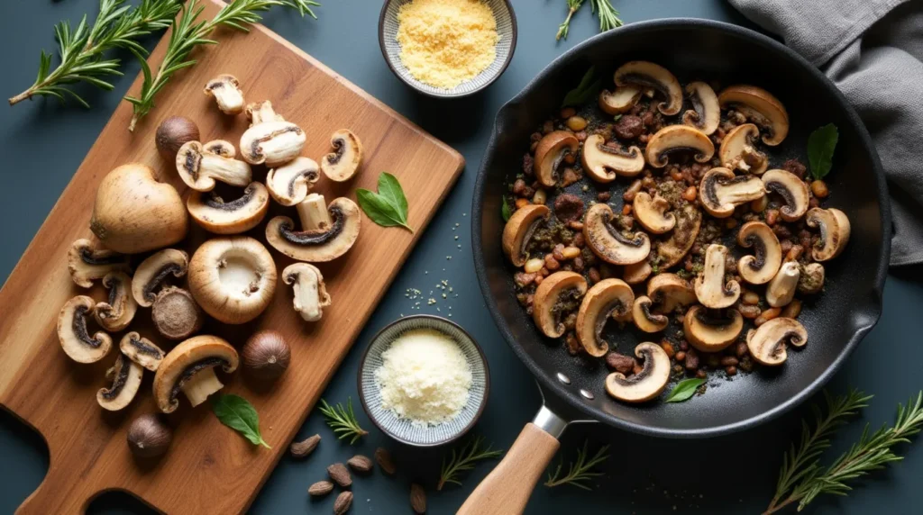 Preparing the Mushroom Ravioli Filling