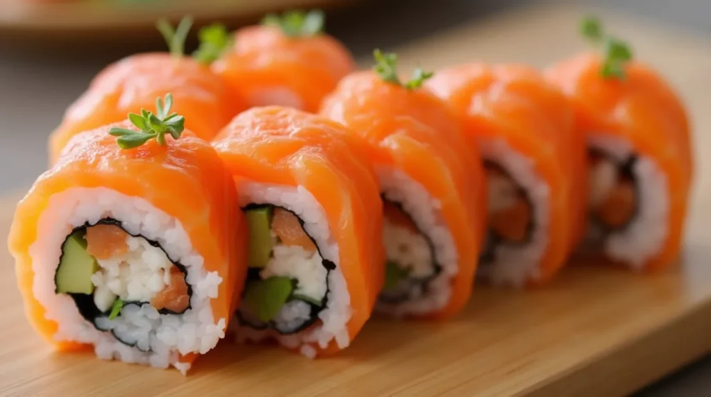 What does a salmon roll have?