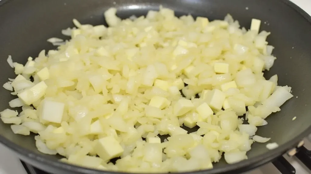 sautéing diced onions and minced garlic