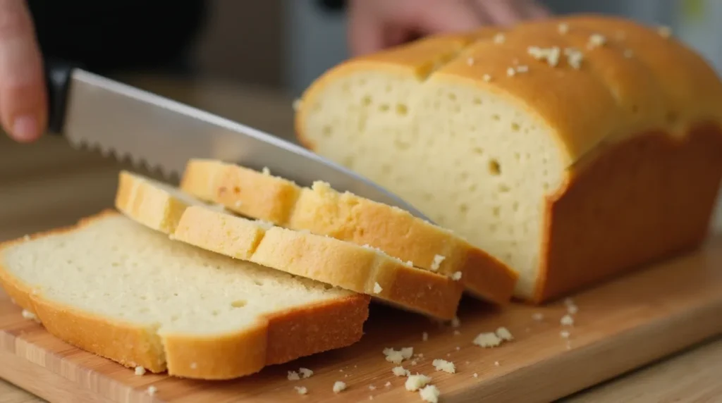 slicing the bread