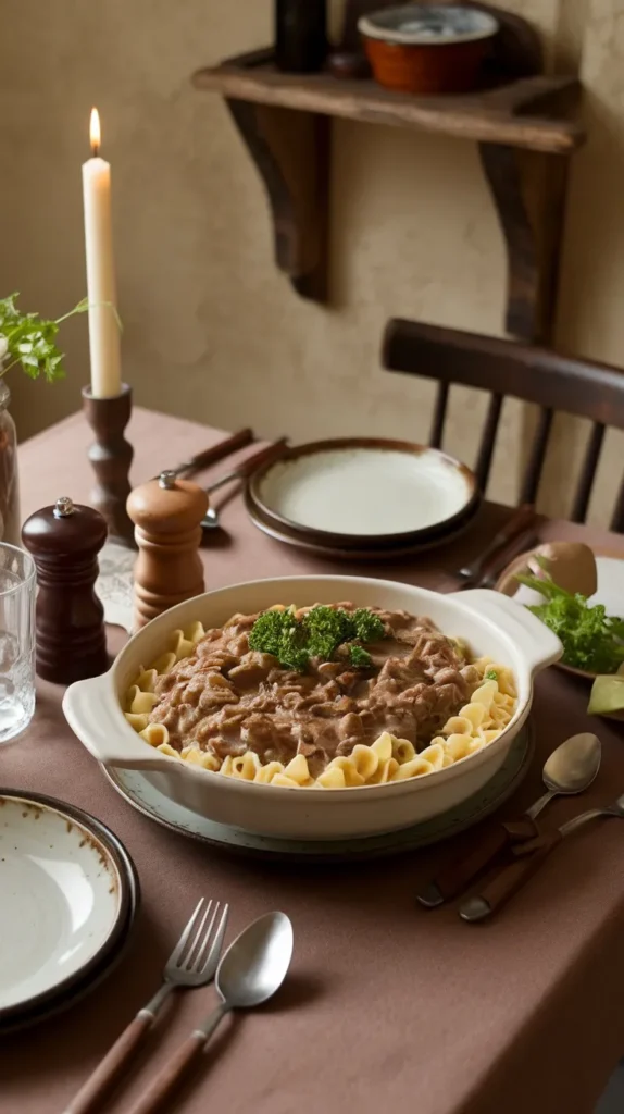 Beef Stroganoff with Egg Noodles