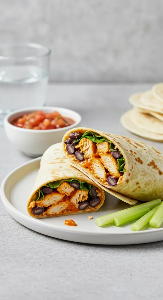 Buffalo Chicken and Black Bean Wrap