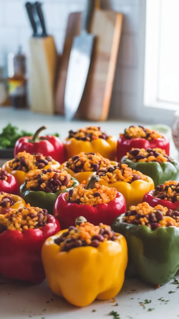 Stuffed Bell Peppers with Rice and Beans