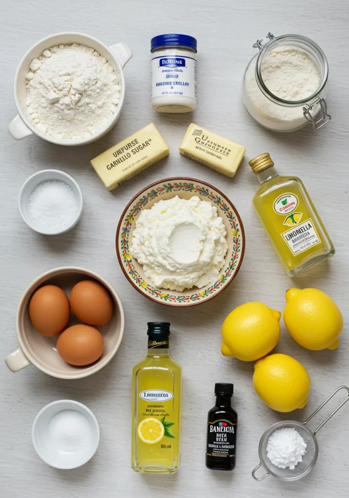 Key Ingredients for Italian Limoncello Ricotta Cake