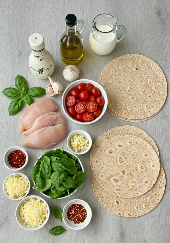 Key Ingredients for Cheesy Garlic Chicken Wraps