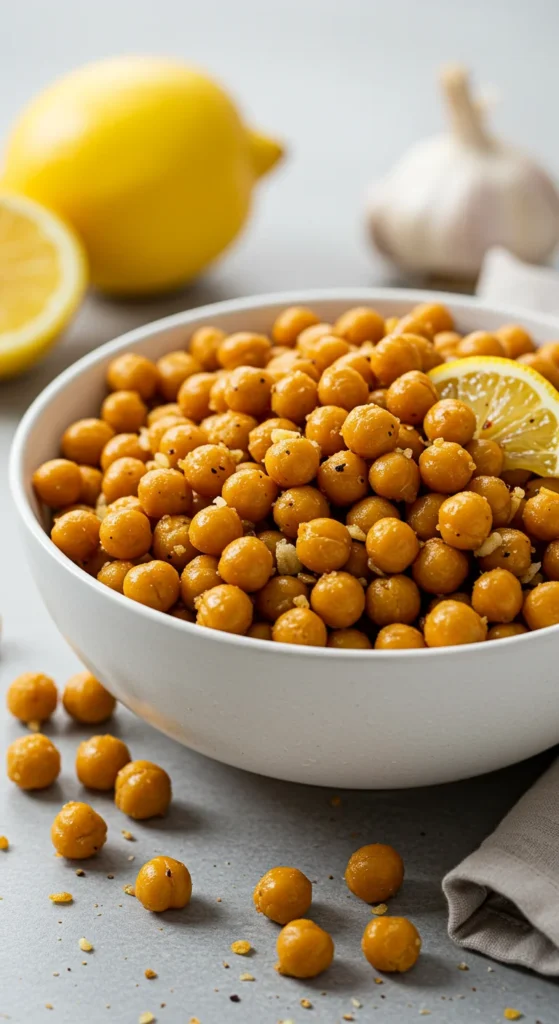 Lemon Garlic Roasted Chickpeas