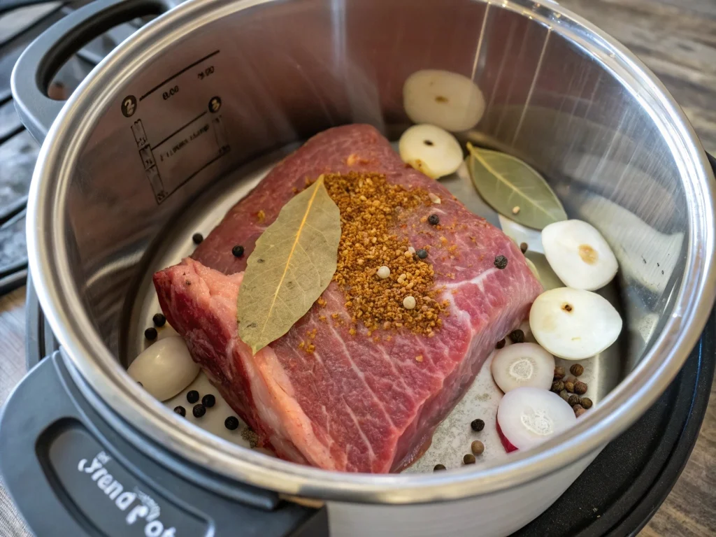 Placing Beef in the Instant Pot