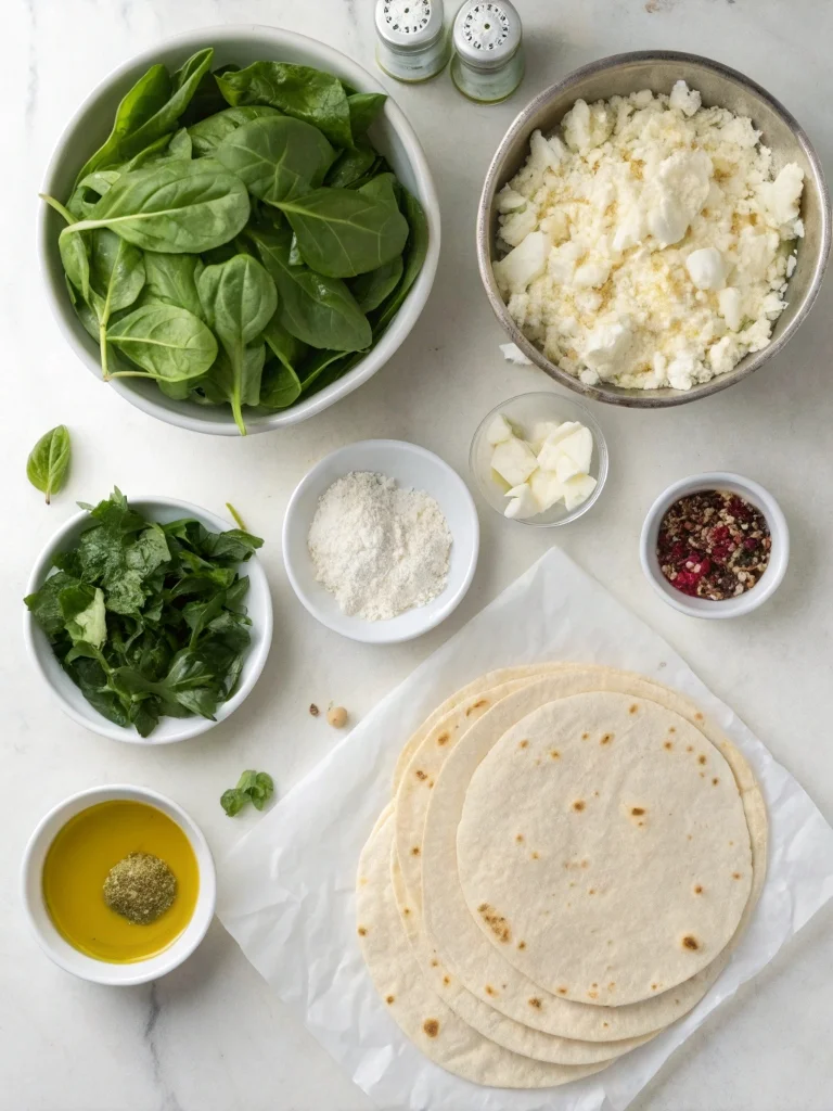 Key Ingredients for Spinach and Feta Quesadillas