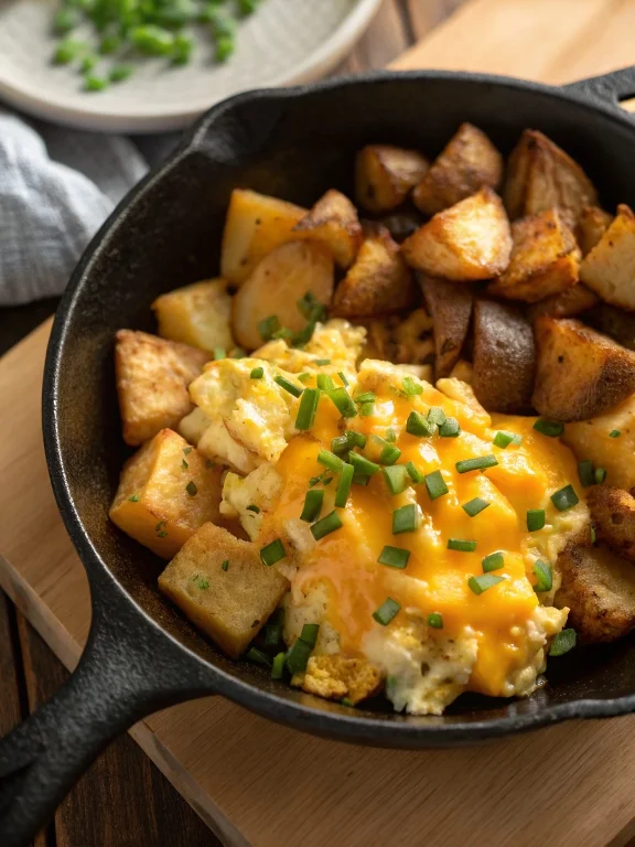 Cheesy Potato Egg Scramble
